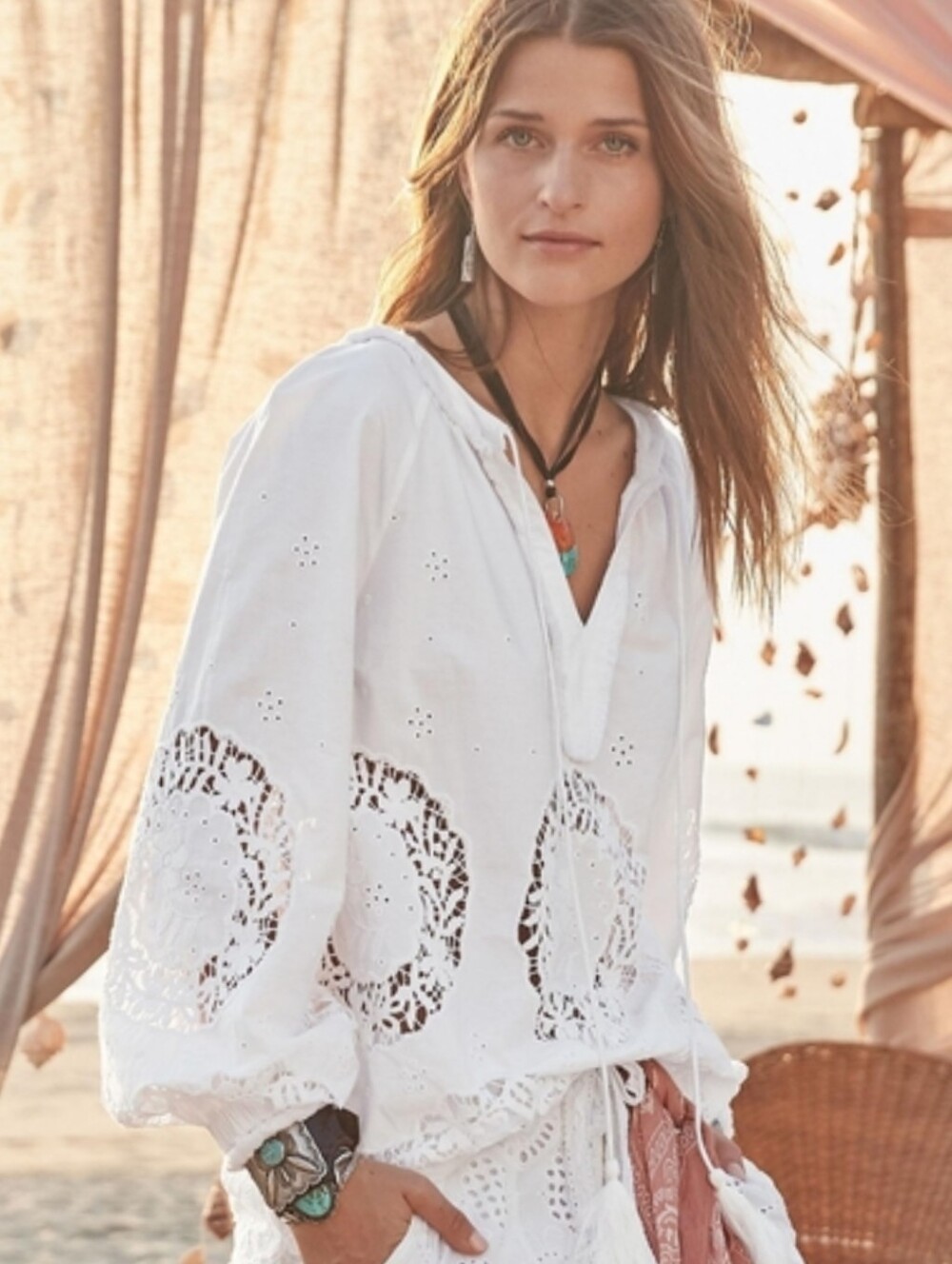 EUC Sundance Princesa Crochet Blouse